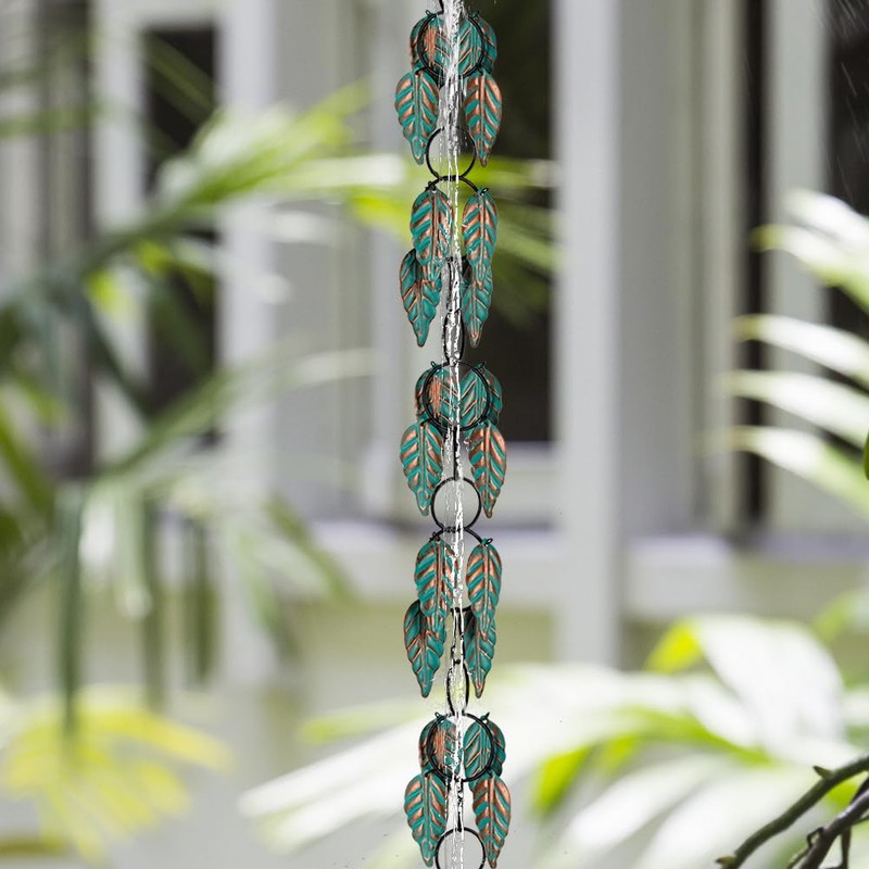 Rain Chains for Gutters Outside, 7.87FT Adjustable Metal Rain Catcher