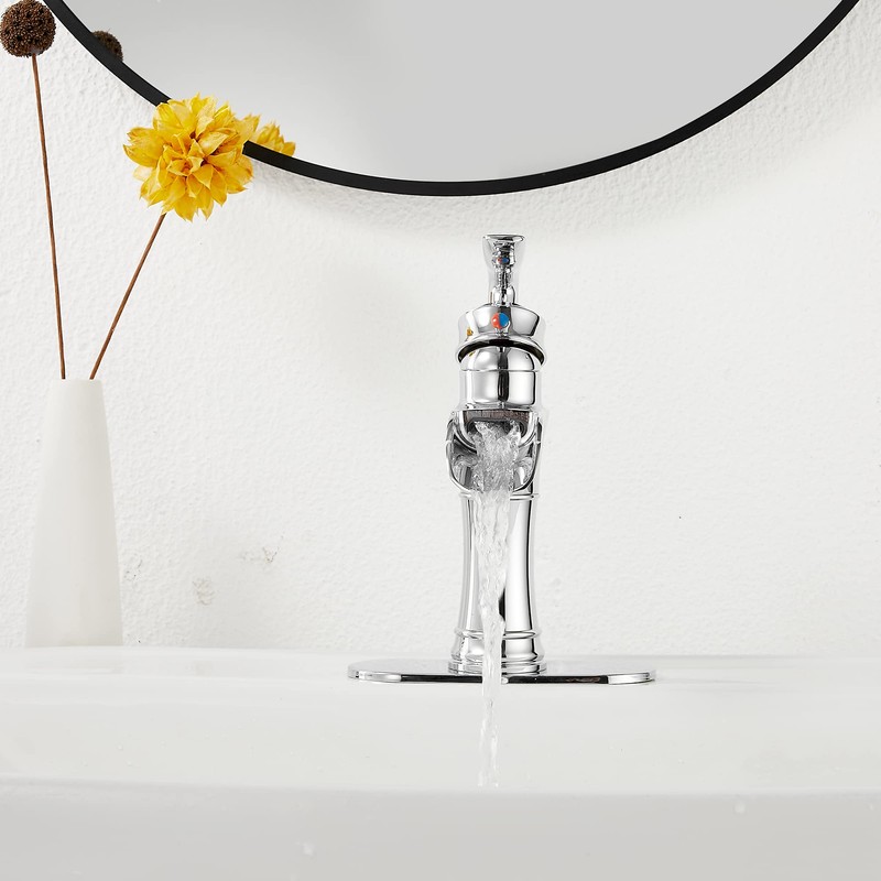 Chrome Bathroom Faucet Waterfall GGStudy Single Handle One Hole Farmhouse