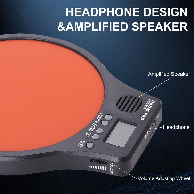 EX [3-IN-1] Portable Digital Electronic Drum Pad, with [Metronome, Speed
