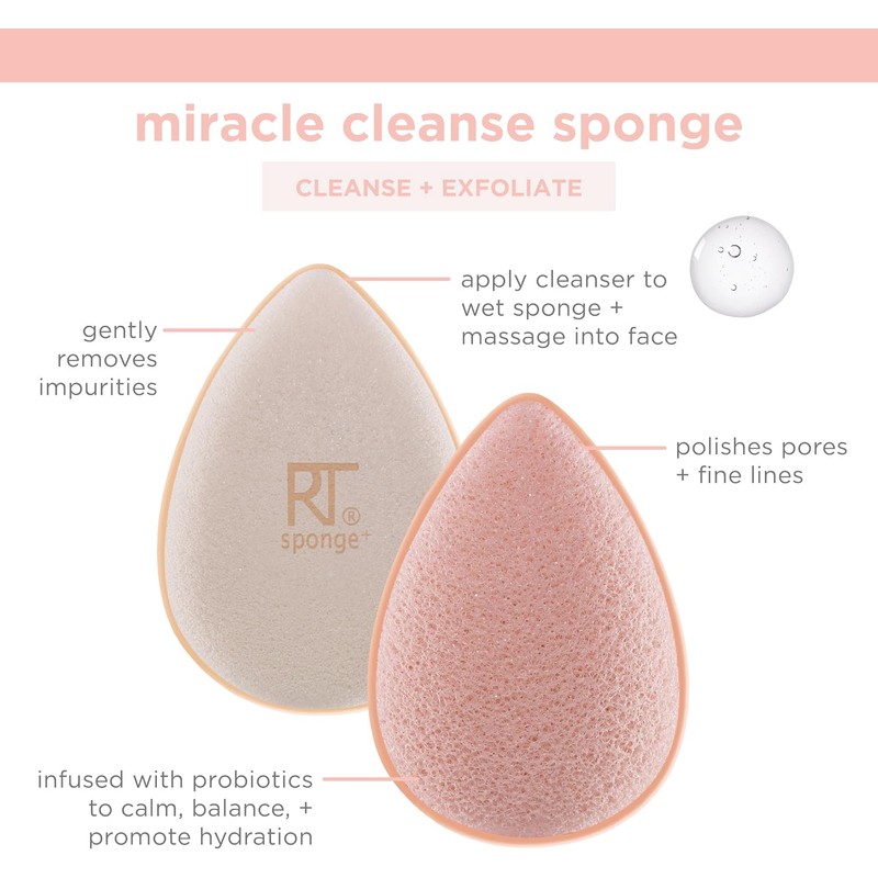 Real Techniques, Miracle Cleanse Sponge, Esponja para Lavar y Exfoliar