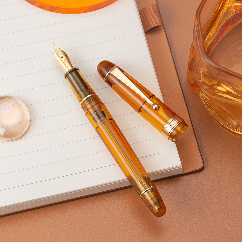 Asvine V126 Vacuum Filling Fountain Pen Fine Nib, Transparent Brown