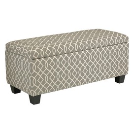 Cortesi Home Kiki Fabric Storage Long Bench Ottoman, Grey