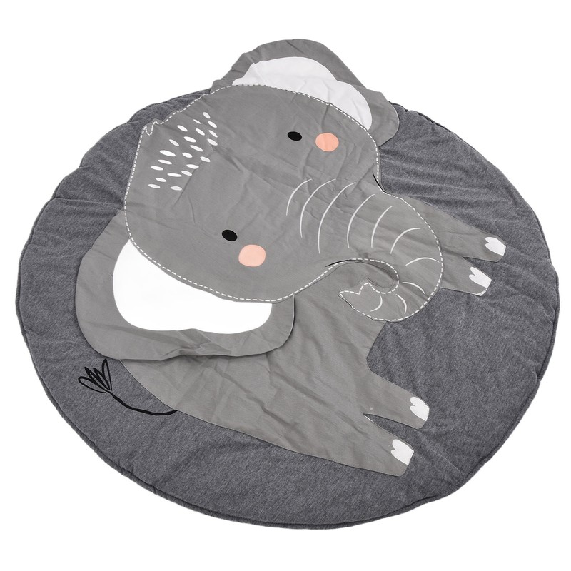 Baby Play Mat Round Cartoon Elephant Pattern Soft Cotton Decoration