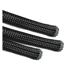 5 Meters, 8mm Braided SLEEVING - Expandable Black Braided Flexible Cable SLEEVING - Polyester