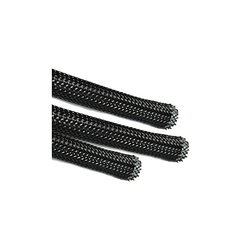5 Meters, 8mm Braided SLEEVING - Expandable Black Braided Flexible