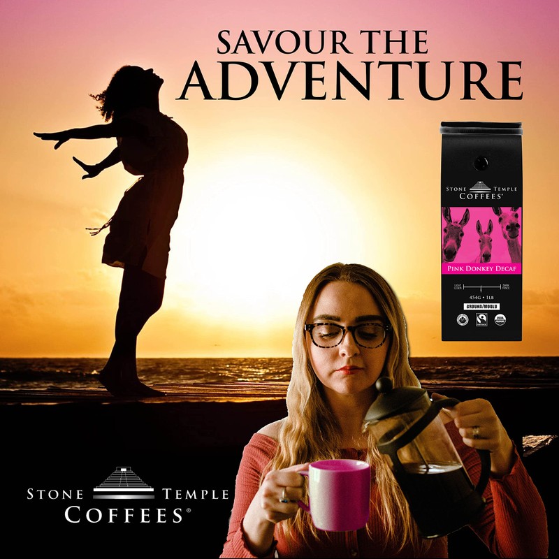 Stone Temple Coffees - Pink Donkey Decaf, Ground, Medium Roast