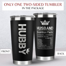 Gifts for Husband from Wife - Wedding Anniversary for Him, Valentines, Fathers Day, Birthday Gifts for Him - Present for Husband - Coffee Cup with Lid - 20 Oz Black Stainless Steel Tumbler