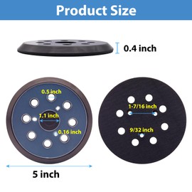 5" Sander Replacement Pad for Makita, 5 Inch 8 Hole Hook and Loop Sander Pads for Makita BO5010, BO5030K, BO5031K Compatible with DeWalt D26451,D26453,DW420, Porter Cable 382 (2 Pack)