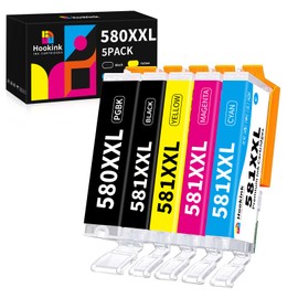 Hookink Pack of 5 PGI-580XXL CLI-581XXL Printer Cartridges Compatible with Canon 580 581 XXL Multipack Compatible with Canon Pixma TR7550 TR8550 TS6150 TS6250 TS6350 TS6351 TS705 TS8350 TS8351 TS9550