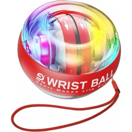 JIN BD 팔 손가락 그립 근육 강화를 위한 JIN BD 손목 트레이너 볼 자동 시동 자이로 운동기 [Red (Colorful Light)] JIN BD Wrist Trainer Ball Automatic Start Gyro Exerciser for Strengthening Arm Finger Grip [Red (Colorful Light)]