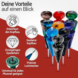 Shisha Phunnel Plug with Hole Punch 2-in-1 – Elegant Epoxy Resin with Stainless Steel Hole Punch for Easy Head Construction – Fits Any Phunnel Thanks to Conical Shape – High-Quality Shisha Accessories