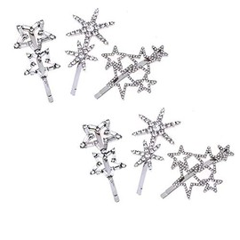VinBee 6Pcs Minimalist Hair Bobby Pins Crystal Rhinestone Hair Clips Star Shape Starfish Shiny Hair Barrettes for Women Ladies Girls