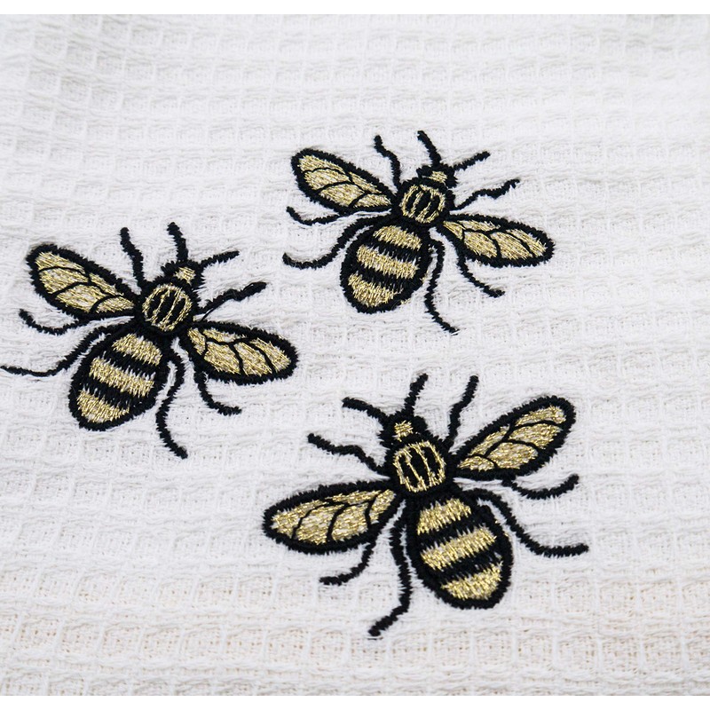 Lex's Linens Embroidered Waffle & Toweling 2 Pack Tea Towel
