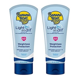 Banana Boat Light As Air - Loción de protección solar SPF 50 Twin Pack | Loción ligera y no grasa Protector solar SPF 50, bloqueador solar, libre de oxibenzona, 6 onzas cada uno