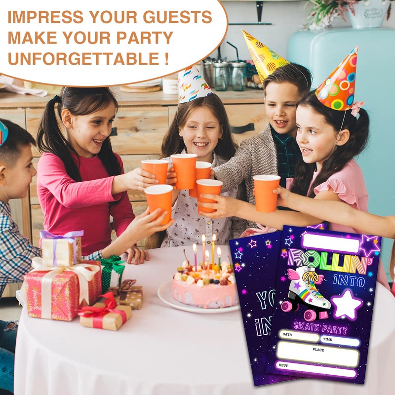 Roller Skating Theme Birthday Invitation(4" X 6"), Skate Party Fill-In