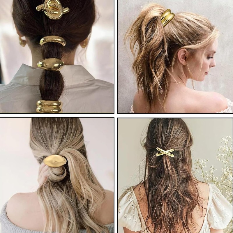 6 Pcs Doradas Hair Ties Accesorios Mujer, Retro Elástico Ligas