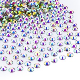288Pcs Crystal Ab Crystal Rhinestones,Glass Flatback Rhinestones Gemstones for Nail Face Makeup Art Crafts Clothes Decoration-(SS30,6.5mm,Crystal Ab)