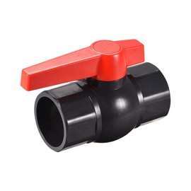 sourcing map Ball Valve, 50mm Slip PVC Socket End Valve T-Handle Water Shut-Off Valve for Irrigation and Water Treatment Dark Gray Red