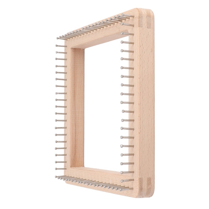 Mini Square Knitting Tool with Hooks Wooden Crochet Board for