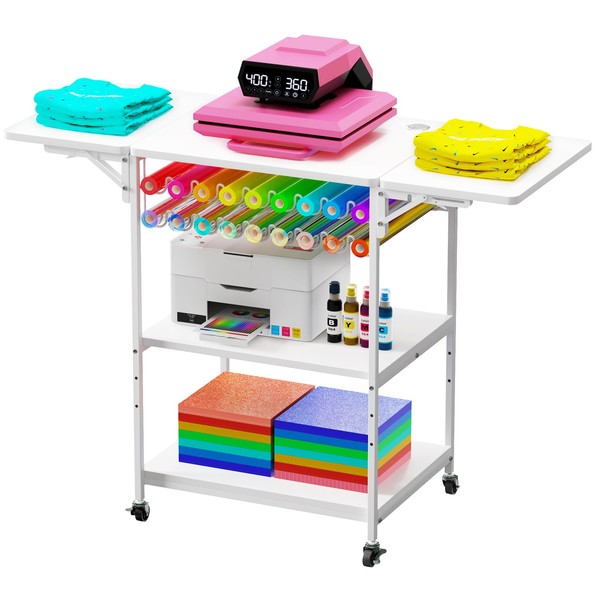 EasyCom 19.7"x46.5" Heat Press Table with 18 Vinyl Roll Holders,