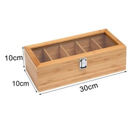 Wooden Tea Bag Storage Box with Acrylic Window, Tea Bag Organizer Tea Storage with 5 Compartments, Magnetic Lock Cover, Ideal Gift (As Shown)