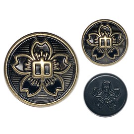 Cherry Blossom Button Set (5 Large, 4 Small, 5 Back) School Run, Black Collar, Junior High School Uniform