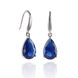 namana Silver Pear Drop Earrings for Women and Teen Girls, Blue Earrings for Women with Blue CZ Stones, Silver and Blue Drop Earrings for Women with Giftbox