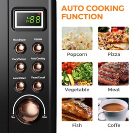 GLACER GT-23853GDEP Retro, Large 0.7Cu.ft, 700-Watt, Cold Rolled Steel Countertop with Time, Glass Turntable Plate, Pre-Programmed Cooking Settings, LED Display Microwave Oven, Rose Gold