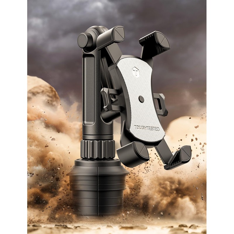ToughTested Cup Holder Phone Mount, Heavy Duty Boom Arm, Adjustable