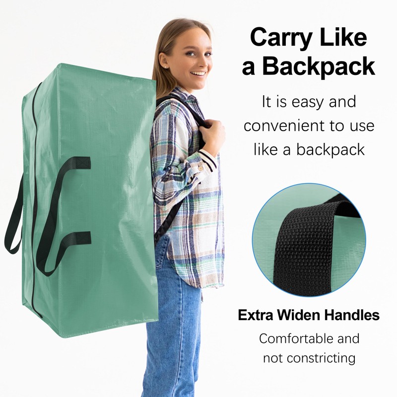 VELVETSURE 12 Pack Heavy Duty Large Moving Bags W/Backpack Straps