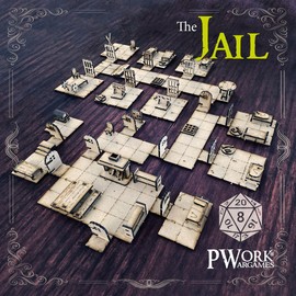 PWORK WARGAMES The Jail - 3D Tactical Maps RPG Fantasy Dungeon Tiles - Tactical 3D Maps Modular MDF 3mm