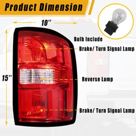 Boine Tail Lights Compatible With 2014-2015 GMC Sierra 1500 2500HD 3500HD Right Passenger Side Rear Light Brake Lights Lamps Replaces 84288725 (14-15 Left Driver Side)