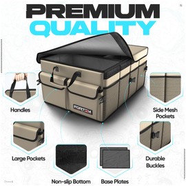 FORTEM Trunk Organizer For SUV Car Trunk Organizer, Foldable Storage, Car Accessories for Women Men, Collapsible Bag, Perfect Christmas Gifts, 600D Oxford, Non Slip Bottom, Straps, Soft Cover (65L)