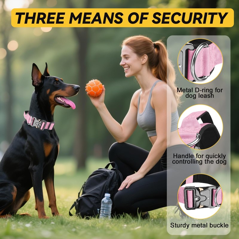 Tactical Dog Collar, Adjustable Heavy Duty Wide Thick Dog Collars