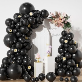 Black Balloons in different sizes 5 10 12 18inch-134pcs Black Balloons for Garland Arch，Baby Shower Graduation Wedding Anniversary Gender Reveal Birthday Party Decorations