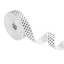 PATIKIL Polka Dots Grosgrain Ribbon 5/8 Inch, 10 Yard Spool Fabric Ribbons for Gift Wrapping Wedding Party Decorations DIY Crafts, White