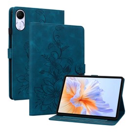 Rosbtib Case for Honor Pad V9 2024 11.5 Inch Model ROL-W00, Product Multi-Angle Viewing Faux Leather Protective Case with Card Slots Cover Lily Pattern Case for Honor Pad V9, Blue
