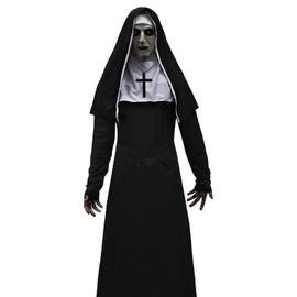 HarnyLoom Nun Costume Black Costume Mask Belt & Headdress Saints and Sinners Fancy Dress Accessories Nun Outfit Dress Up Costumes for Adults (L)
