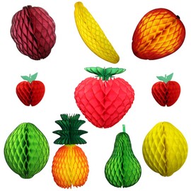 10-Piece Large Honeycomb Paper Fruit Decorations