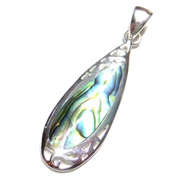 Sterling Silver Genuine Abalone Shell Pendant Necklace Pendant Gift Jewellery Women, Sterling Silver