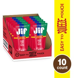 Jif Squeeze Creamy Peanut Butter, 13 Ounces (Pack of 10), Smooth, Creamy Texture, Portable Peanut Butter Pouch