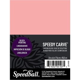 Speedball 3 in. x 4 in. Speedy-Carve Linocut Block (6-Pack) - Premium Pink Rubber Linoleum Carving Blocks for Printmaking, Printing, and Stamp Making