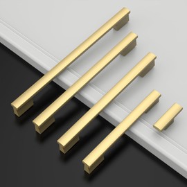 Coinkoly 12 Pack Gold 4 Inch(102mm) Hole Center Kitchen Cabinet Handles Brushed Brass Cabinet Pulls Gold Drawer Hardware for Cupboard Dresser Handles Bathroom