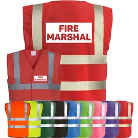 Corporate Togs FIRE MARSHAL Hi-Vis Safety Vest - High-Visibility Waistcoat Tabard, British Standard CE Marked, Fastening Vest | Protective Safety Wear