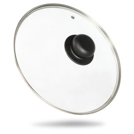 Kerafactum Pan Lid Pot Lid Glass Lid Universal Lid for Pot and Pan Tempered Quality Glass Cooking Lid with Steam Control Glass Lid Stainless Steel Rim Pots and Pans Handle Black 20 cm