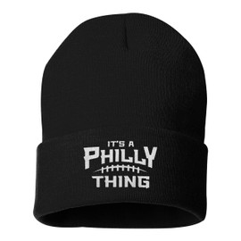 Go All Out One Size Black Cuffed It's A Philly Thing Embroidered Cuffed Knit Beanie Cap