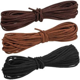 3 Colours 10 m x 3 mm Leather Cord, Faux Suede Cord, Leather Cord Faux Thread, Classic Crafts, Leather Cords for DIY Bracelet, Necklace, Jewellery, Crafts (A)