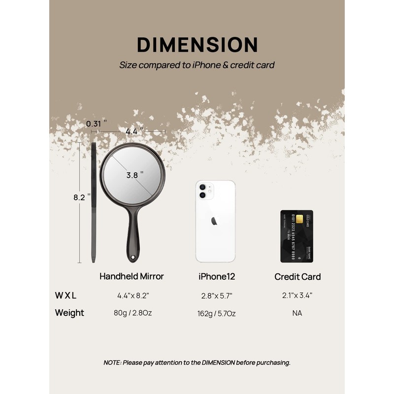 OMIRO Hand Mirror, Double-Sided Handheld Mirror 1X/3X Magnifying Mirror with
