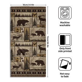 Giwawa Forest Bear Deer Hand Towels Set of 2 Woodland Wildlife Decorative Face Towels Soft Absorbent Dish Wash Cloth for Kitchen Bathroom Hotel