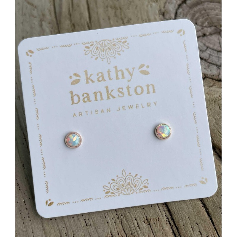 Kathy Bankston Handmade Opal Stud Earrings in 14k Gold Fill,